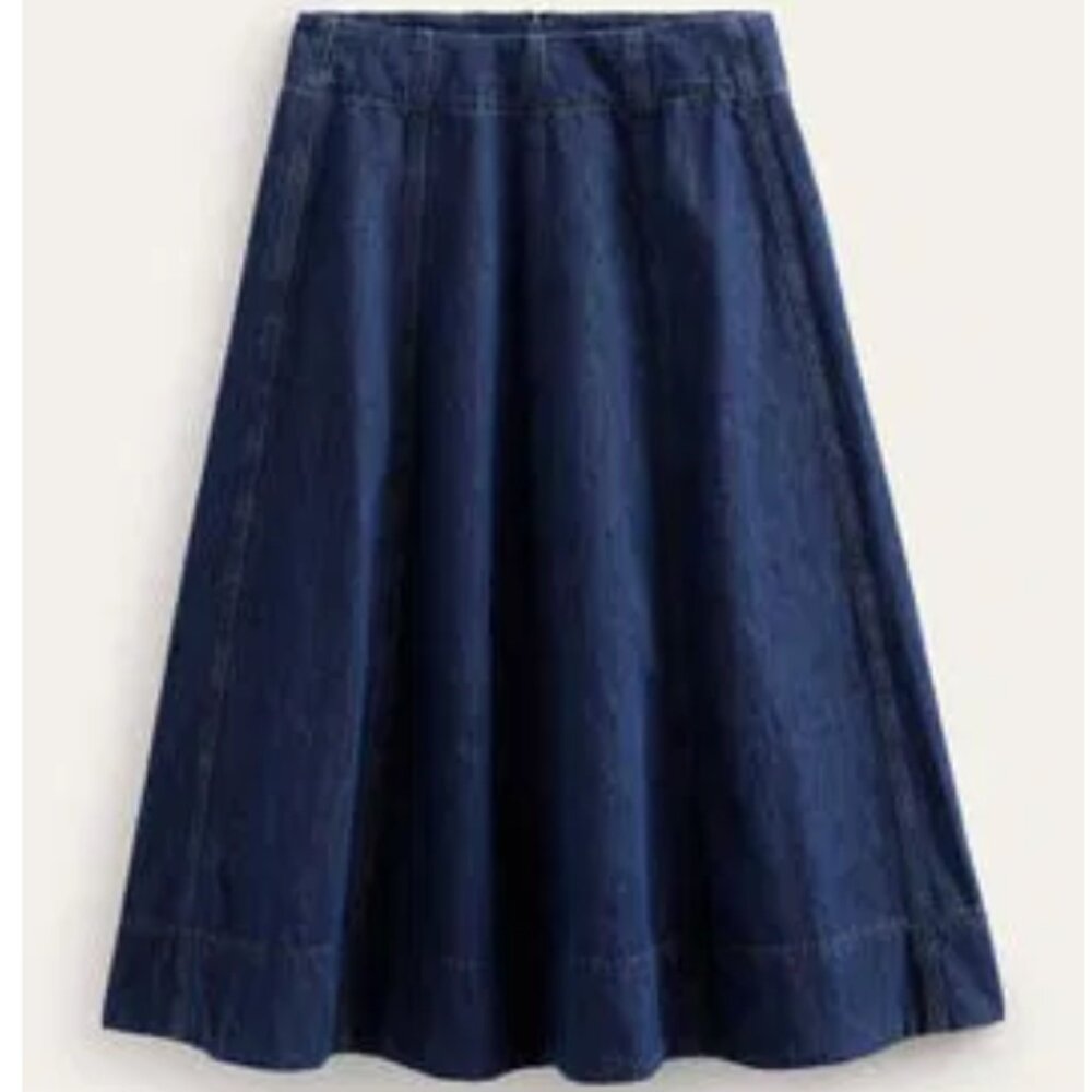 Boden Dark Denim Paneled Skirt Wash Rinse - Size 8